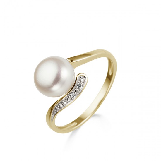 Ring met parel 18kt. - 114013