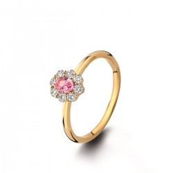 Ring 18 karaat met diamant briljant geslepen en roze saffier - 118708