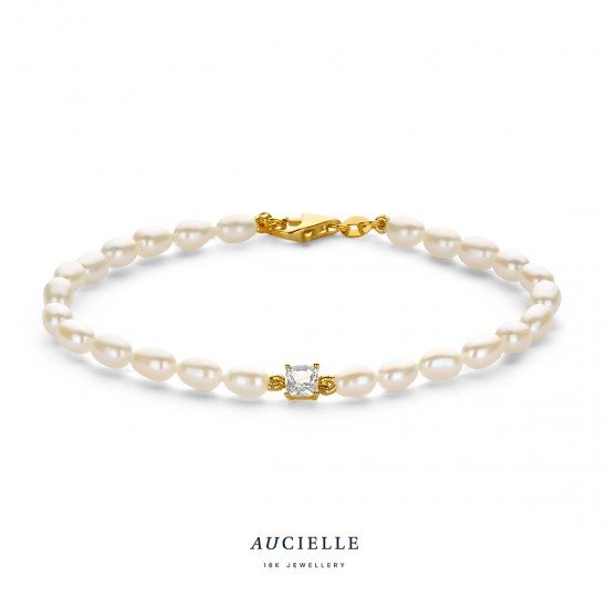 armband Aucielle 4x4mm white Topaz cushion - 119113