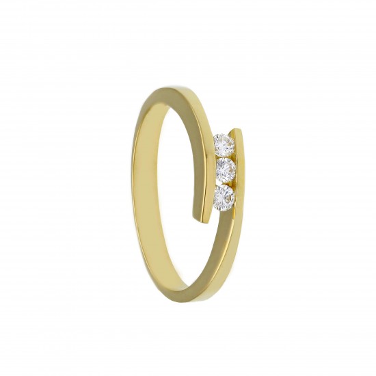 Ring 18 karaat met diamant, briljant geslepen voor 0.15ct. - 118570